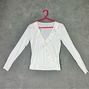 Lilly Pulitzer Loreda Top Resort White Ruffle Long Sleeve XS